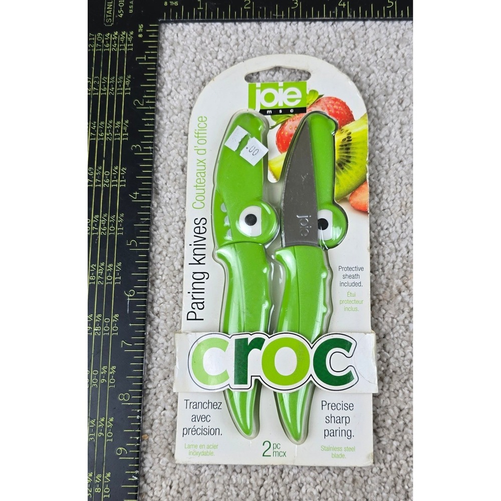 Joie Croc‎ Paring Knives Green 2 Piece Set Stainless Steel Blade New